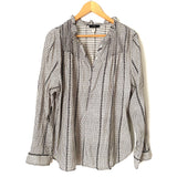 J Crew Black and White Striped Pattern Ruffle Collar Top- Size L