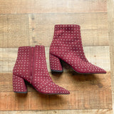 Qupid Burgundy Studded Booties- Size 6.5