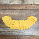 Envya Golden Yellow Ruffle Off the Shoulder Padded Bikini Top- Size M (sold out online, we have matching bottoms, see notes)