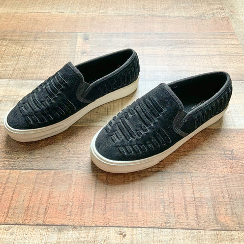 America Eagle Outfitters Black Suede Slip On Platform Sneakers- Size 7