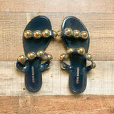Steve Madden Black Gold Double Strap Patent Sandals- Size 7