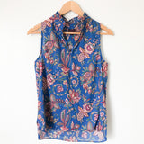 J Crew Floral Ruffle Collar Tank Blouse- Size 0