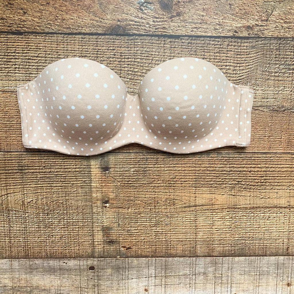 Victoria Secret Tan and White Polka Dot Strapless Bra- Size 34B – The Saved  Collection