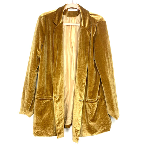 Amaryllis Mustard Velvet Blazer Jacket- Size L (see notes)