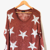 Blank Paige Burnt Orange White Star Sweater Thin Open Weave- Size S