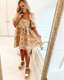 Storia Floral Shimmer Puff Sleeve  Dress NWT- Size M
