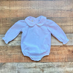 The Beaufort Bonnet White Scalloped Peter Pan Collared Long Sleeve Onesie- Size 18/24M