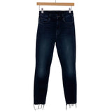 MOTHER Dark Wash High Waisted Looker Ankle Fray Jeans- Size 25 (Inseam 27.5”)