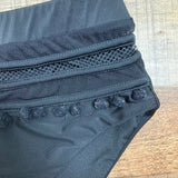 Davi & Dani Wear Black Padded Top and Mesh with Poms Bottom Bikini Set- Size M (sold as set, see notes)