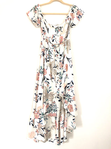 Goodnight Macaroon & Mumu Floral Off The Shoulder High Low Dress- Size S