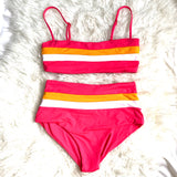 L*Space Orange/Pink/White Bikini Top- Size M (TOP ONLY)