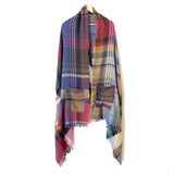 No Brand Plaid Wrap With Sleeve Holes