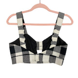 Whit Black Gingham Front Cutout Cropped Top- Size 6