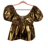 Buddy Love Gold Puff Sleeve Top- Size S (sold out online)