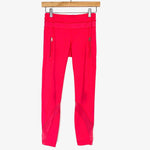 Lululemon Coral Leggings with Mesh Detail and Front Zipper Pockets- Size 4 (Inseam 24")