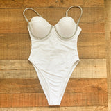 Missguided White Diamante Trim One Piece NWT- Size 4 (sold out online, see notes)