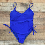 CYN & LUCA Juniors Sapphire Side Drawstring One Piece Swimsuit NWT- Size L