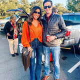 Free People Orange V-Neck Wool Blend Open Knit Bubble Sleeve Sweater- Size S