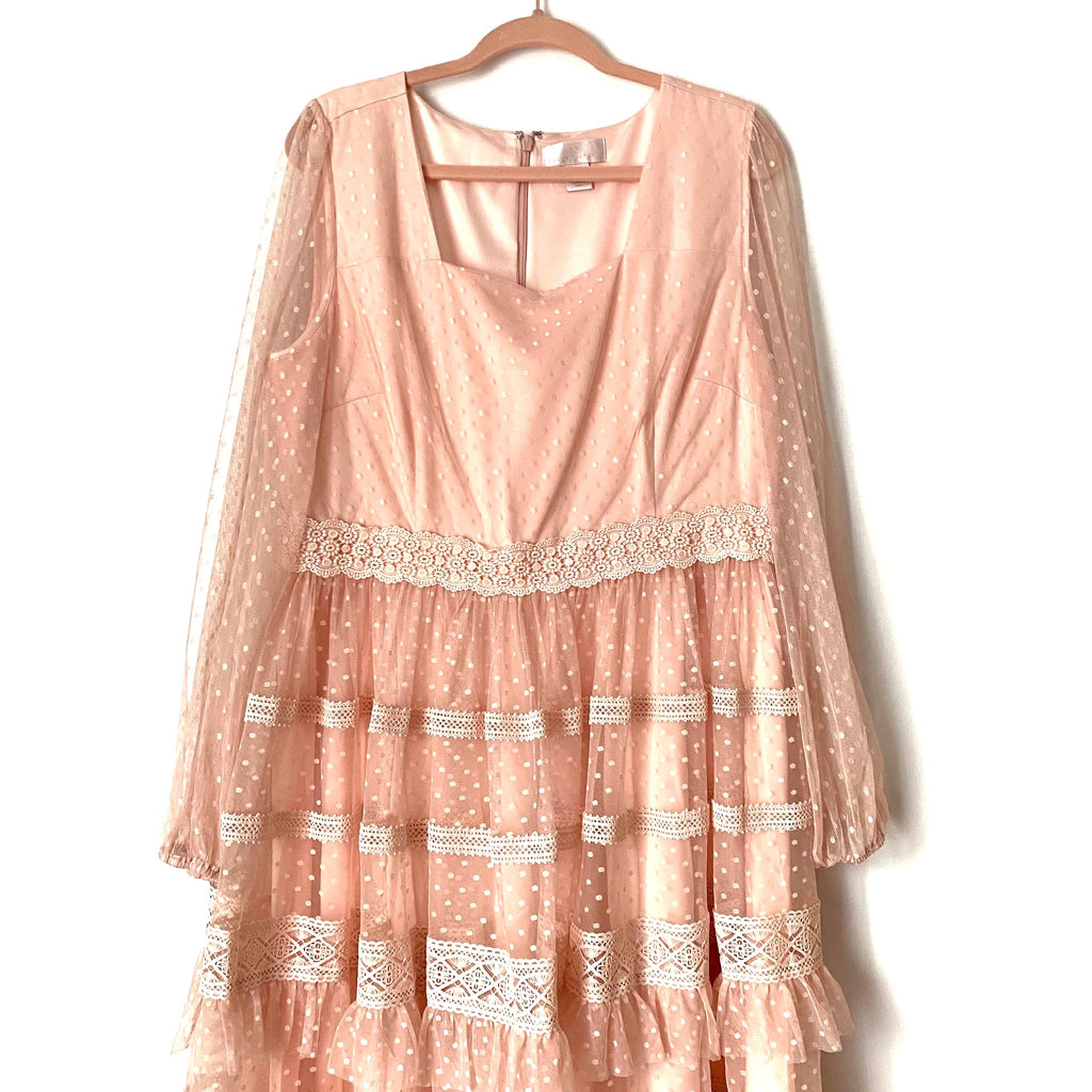 Rachel Parcell Pink Lace Tiered Midi Dress- Size XL (sold out online) The Saved Collection Rachel Parcell Pink Lace Tiered Midi Dress- Size XL (sold out online) The Saved Collection