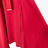 Karen Millen Red Belted Gold Button Closure Slit Dress- Size 6