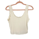 Carly Jean Cream Ribbed Ruffle Trim Cami- Size S