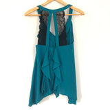 BCBGeneration Ruffle Front Top with Lace Back- Size M
