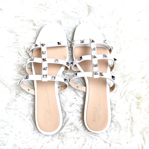 Vintage Havana White Studded Sandals- Size 7 (Jana)