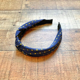 No Brand Navy with Yellow Diamond Pattern Knot Headband