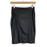 Foreign Exchange Black Faux Leather Side Zipper and Back Slit Skirt- Size S