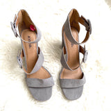 JUSTFAB Grey Multi Ankle Strap Block Heel- Size 7 (GREAT CONDITION)