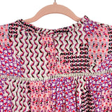 Fate Red/Pink/Purple Geometric Pattern Cut Out Top NWT- Size S