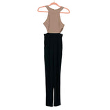 Charlotte Russe Tan and Black Side Cutout with Exposed Back Jumpsuit- Size XS
