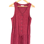 Madewell Heathered Cranberry Half Button Up Drawstring Jumpsuit- Size S