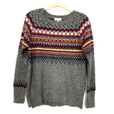Grace & Lace Grey Sweater With Colorful Design- Size S