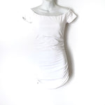 Susana Monaco White Off the Shoulder Ruched Sides Mini Dress- Size XS