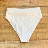 Xhilaration White Swiss Dot with Tortoise Buckle Belted Bikini Bottoms NWT- Size M (we have matching top)