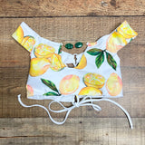 Azure Reversible White Lemon Print Padded Bikini Top- Size M (we have matching bottoms)