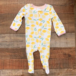 Cloud Island Lemon Print Zip Up Footie with Mittens- Size 0-3M