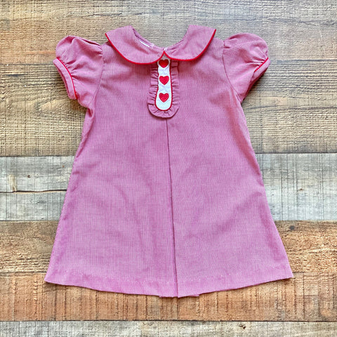 Southern Sunshine Red Heart Embroidered Collared Dress- Size 18M