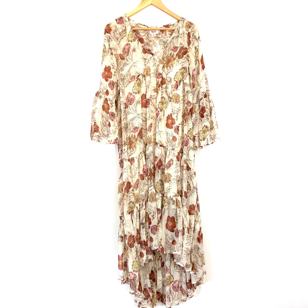 Mossimo Ivory Floral Tiered Dress with Sheer Overlay- Size XS The Saved Collection Mossimo Ivory Floral Tiered Dress with Sheer Overlay- Size XS The Saved Collection