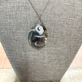 No Brand Slice Marbled Stone Pendant Necklace