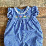 Anavini Blue Gingham Farm Animal Outfit- Size 3M