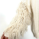 Forever 21 Cream Fringe Sleeve Wool Blend Sweater- Size S