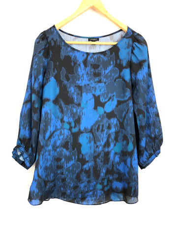 Ann Taylor Black and Blue 3/4 Sleeve Blouse-Size XS