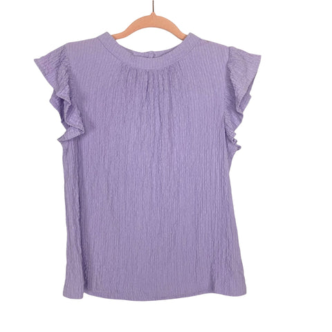 THML Purple Flutter Sleeve Back Button Top NWT- Size XS