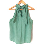 J Crew Green Gingham Choker Tie Back Blouse- Size 4