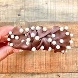 No Brand Chocolate with Pearls Top Knot Headband