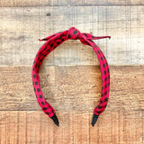 No Brand Red/Black Gingham Tie Top Headband