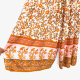 Indikah Orange and Pink Floral Wide Leg Cropped Jumpsuit- Size L