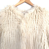 River Island Cream Full Faux Fur Knit Jacket- Size 8